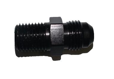 Black anodized, ADAPTOR MALE /MALE STRAIGHT, -6 MALE FLARE TO 1/4